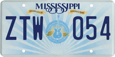 MS license plate ZTW054
