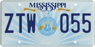 MS license plate ZTW055