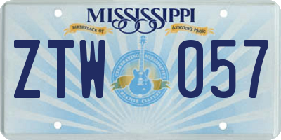 MS license plate ZTW057
