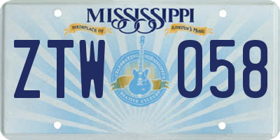 MS license plate ZTW058