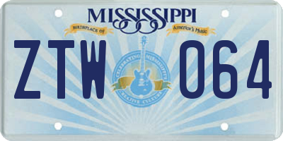 MS license plate ZTW064