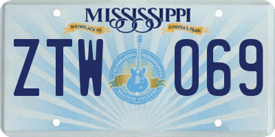 MS license plate ZTW069