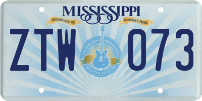 MS license plate ZTW073