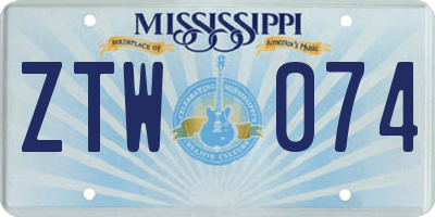 MS license plate ZTW074