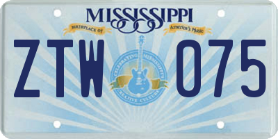 MS license plate ZTW075
