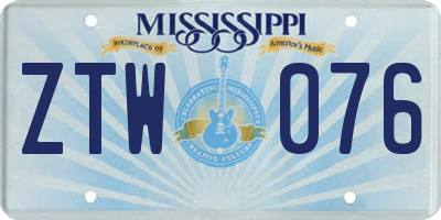 MS license plate ZTW076