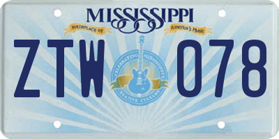 MS license plate ZTW078