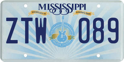 MS license plate ZTW089