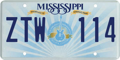MS license plate ZTW114