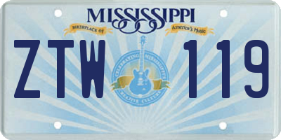 MS license plate ZTW119