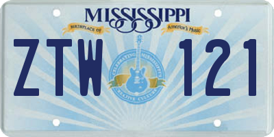 MS license plate ZTW121