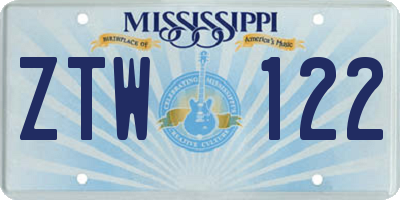 MS license plate ZTW122