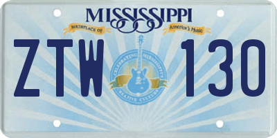 MS license plate ZTW130