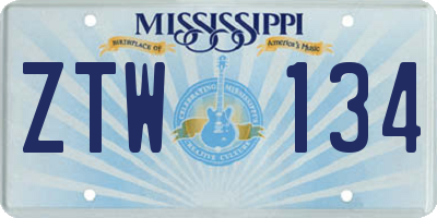 MS license plate ZTW134