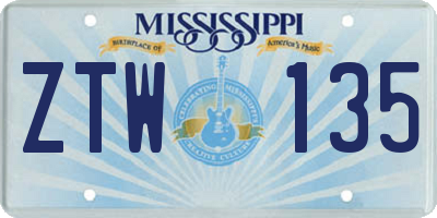 MS license plate ZTW135