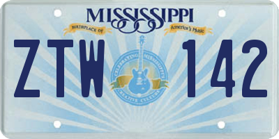 MS license plate ZTW142