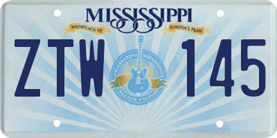 MS license plate ZTW145