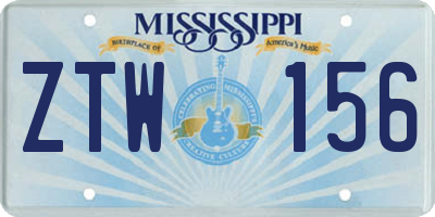 MS license plate ZTW156