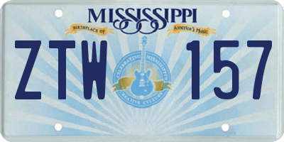 MS license plate ZTW157
