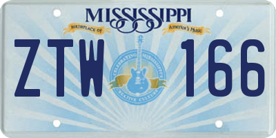 MS license plate ZTW166