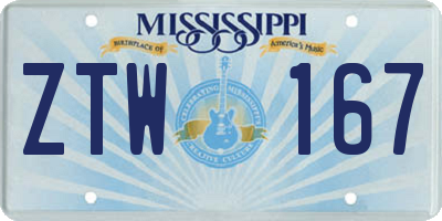 MS license plate ZTW167