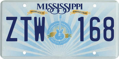 MS license plate ZTW168