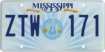 MS license plate ZTW171