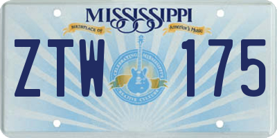 MS license plate ZTW175