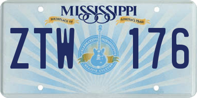 MS license plate ZTW176
