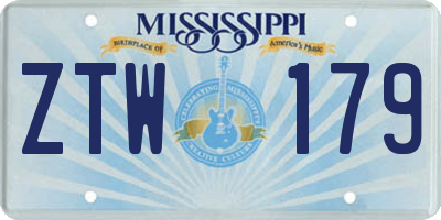MS license plate ZTW179