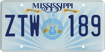 MS license plate ZTW189
