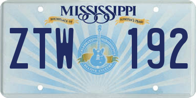 MS license plate ZTW192