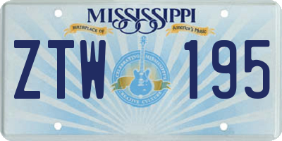 MS license plate ZTW195