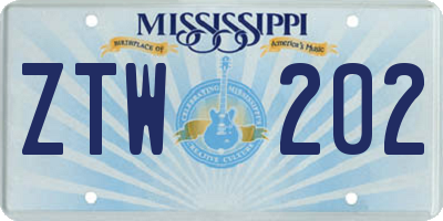 MS license plate ZTW202