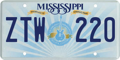 MS license plate ZTW220