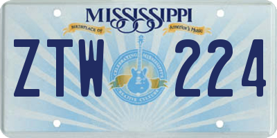 MS license plate ZTW224