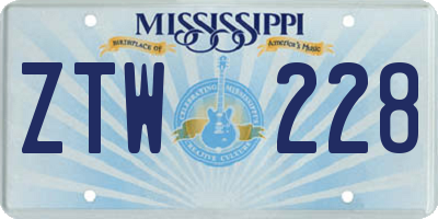 MS license plate ZTW228