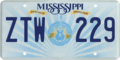 MS license plate ZTW229