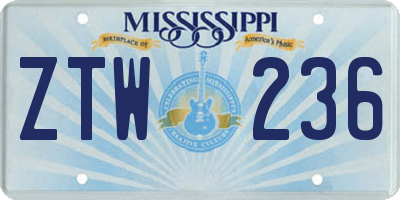 MS license plate ZTW236