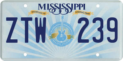 MS license plate ZTW239