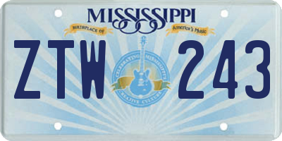 MS license plate ZTW243