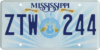 MS license plate ZTW244