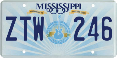 MS license plate ZTW246