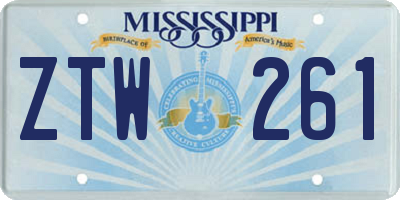 MS license plate ZTW261