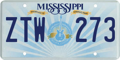 MS license plate ZTW273
