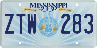 MS license plate ZTW283