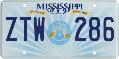MS license plate ZTW286