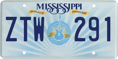 MS license plate ZTW291