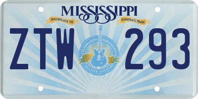 MS license plate ZTW293