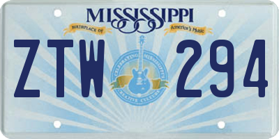 MS license plate ZTW294